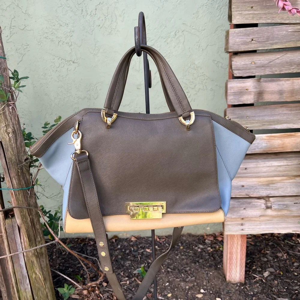 ZAC POSEN Satchel - Eartha Saffiano Colorblock Soft Double Handle Handbag